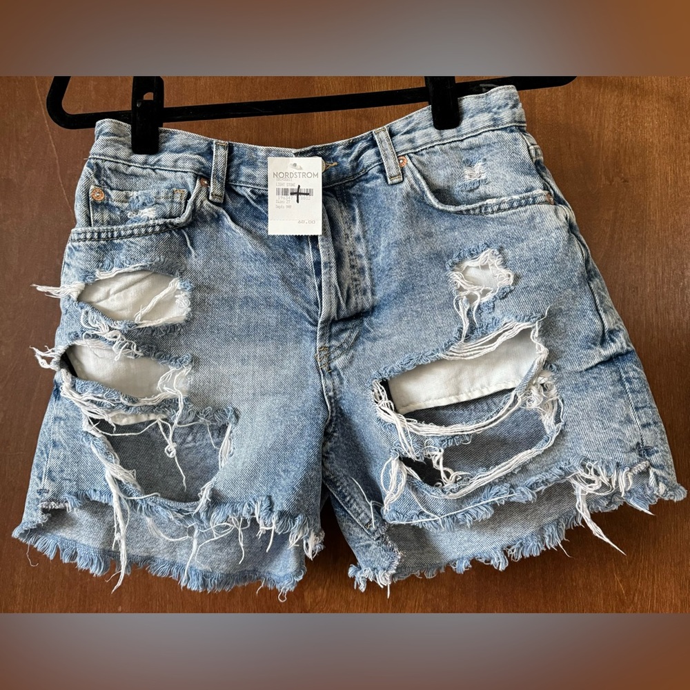 Free People Distressed Jean Shorts ~Size 27